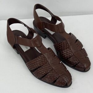 Jones New York Brown Woven Leather Slingback Sandals WOMENS SIZE 10 M